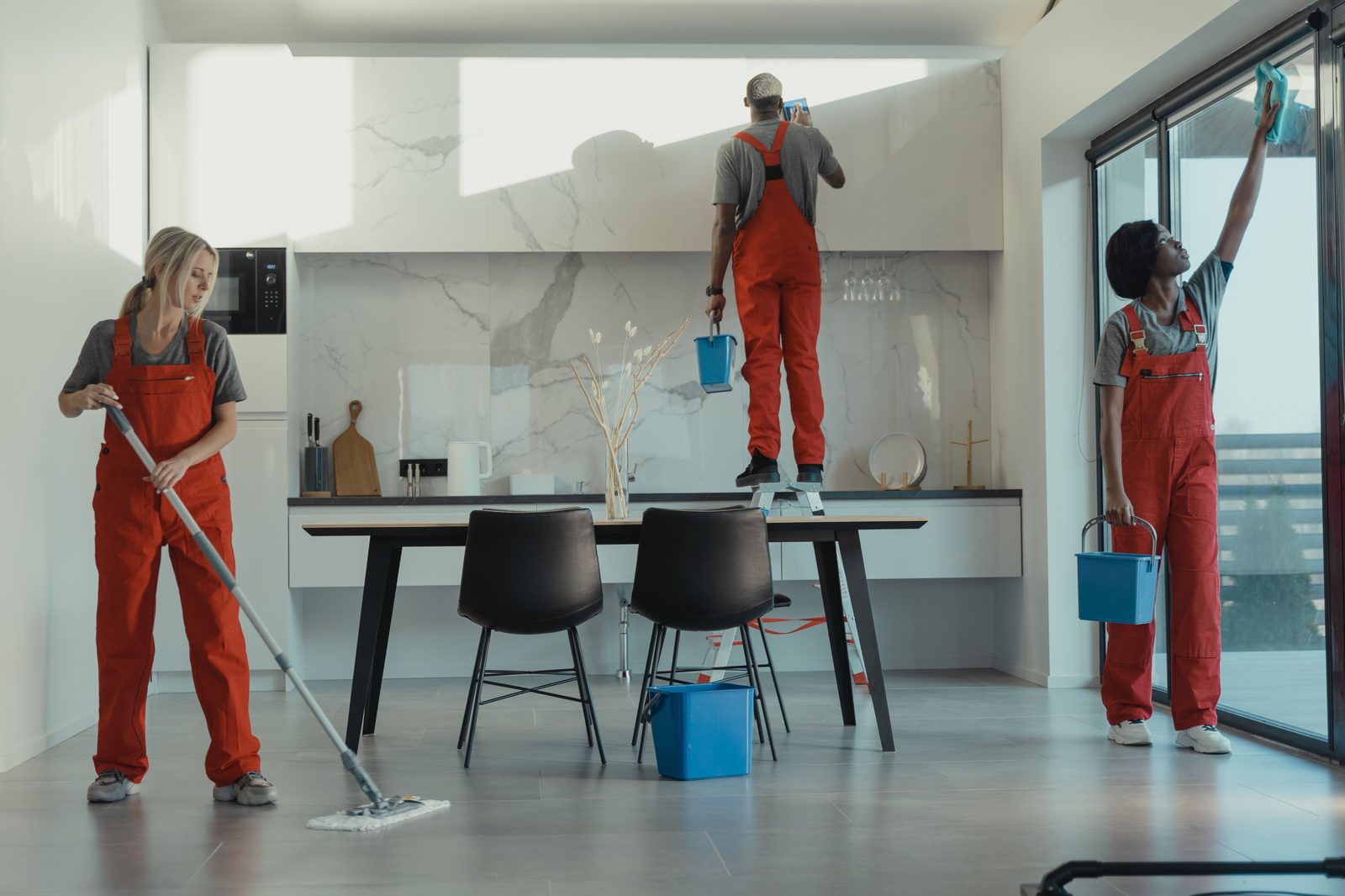Fortune Corporate Services trained cleaning team deep cleaning a home in Hyderabad